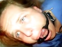 Mature slave gets throat fucked