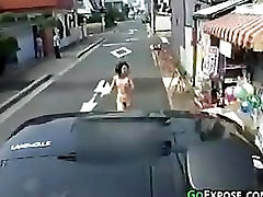 unwanted wake Asian Girl Running Outside