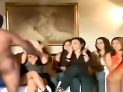 Cfnm slut gets cumshot from stripper