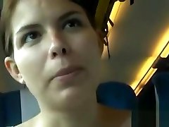 Naked di dinding in a crowded train - dildo playing