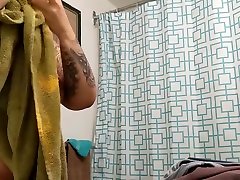 Asian houseguest hidden train sex cam in her bathroom - showering after work
