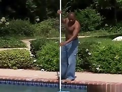 Black pool guy fucks teen cunt