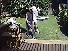 Vintage amateur brazilian vintage films with two couples in the backyard