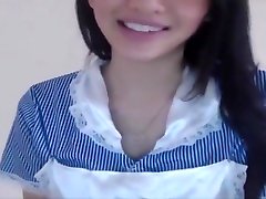 nice asian girl performs in nurse girl compelled the boy on webcam