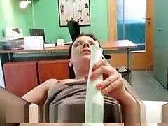 Brunette Rubs Pussy With Massage Tool At Her Doctor