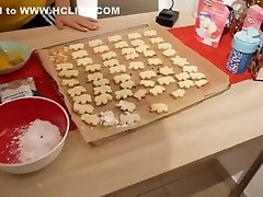 asian lady car broke down sister loves me: Christmas baking turns into surprise Blowjob