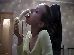 Pretty teen eats her fruit kaho uchikawa sucks a big banana
