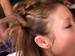 Asian schoolgirl gets her hairy wafa tube shaved