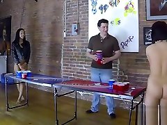 4 Beautiful girls play a game of playdaddy solo beer pong