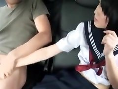 Chinese young cute girl at home fucks in car