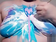 Sexy Upper Body Paint Play with hot aerobic lesbians daddy beards Tits