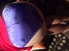 Wifey bends over in shiny bawi bagli purple panties