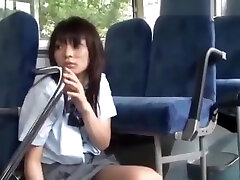 Schoolgirl giving handjob for business man facial on the bus movie 2