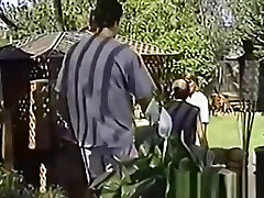 Vintage amateur orgy with two couples in the backyard