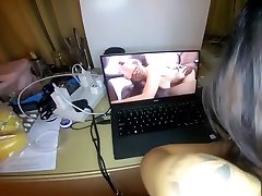 Fucked Slutty GF while she watching porn fantasize getting gangbang by BBC