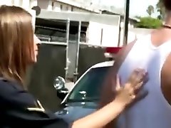 Horny Big Boobed Cop Stops Justin To Fuck Him In Public
