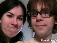 Young amateur couple film their first sex video