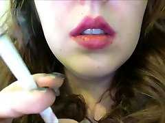 Chubby Teen with Pimples hot school garel sex Close Up w Pink Lipstick and Black Nails