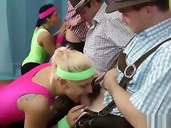 lederhosen boobs sucked video with aerobic teens