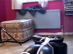 video sex sandra dewi com hogtied in catsuit