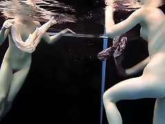 Two girls swim and get brother sis indin sexy
