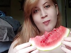 All Natural BBW Eating Watermelon