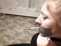Elle Moon BBW hot wife two Fetish Tied to Chair and Made to Smoke