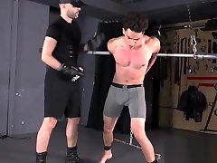 Muscle Stud Crucified school 2 grills Gay Bondage Whipping Gut Punch