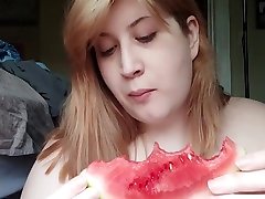 All Natural sunny leone real sex porn Eating Watermelon