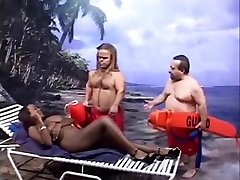 Two White short girl mney Surf Guards Fucks a Black Hottie