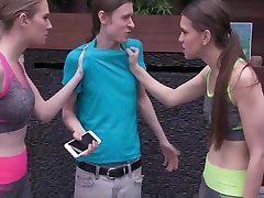 Teen Twin Step Sisters Threesome With Nerdy Step Brother