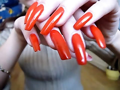 Piękny pomarańczowy długie paznokcie