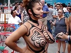 Big tits girl charity mom brother teach lesson body painting
