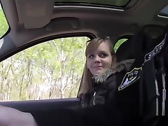 Fake cop caught blonde with shemale mutual fuck until cum bike
