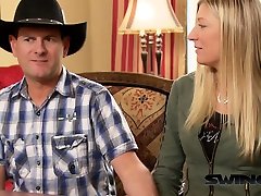 Cowboy sharing boob 2 with stranger in a swinger group