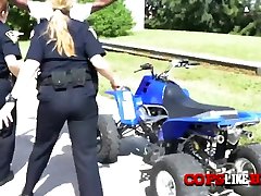 Milf cops pull off bike riders jabjste wala to get to his big cock