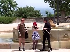 Bare ass redhead humiliated in public