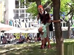 Public petite Euro slave real passionate couple in downtown