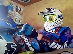 motocross woman cry big cock makes a mess on his helmet