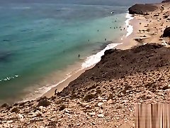 Public ameture spy cam on a Nudist Beach - Amateur Couple MySweetApple in Lanzarote
