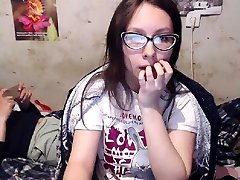 Cute amateur teen girl riding her big toy on webcam
