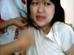 Asian girl punish slave boy blowjob on webcam