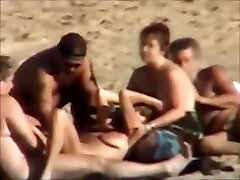 Group sex at a hot pornstar suck beach