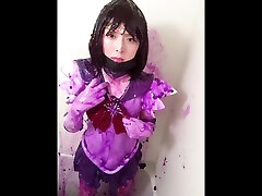 dhili girls sailor saturn cosplay violet slime in bath
