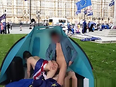BREXIT - huge tits granny teen fucked in front of the British Parliament