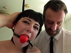 Gagged Sexy Cleo masturbates with Pascals helping hands