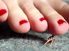 Giantess Punishes Tinies Close up HQ SweetieFeetie Red Nails Feet