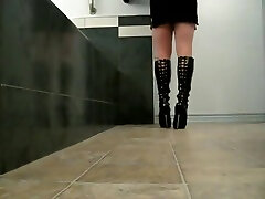 sexy 18cm botas de acero alto negro caminar