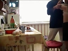 Russian Young Cute And Older Man Fucks In Kitchen