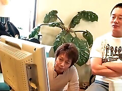 Guys watch cute Japanese boss at the office masturbate solo